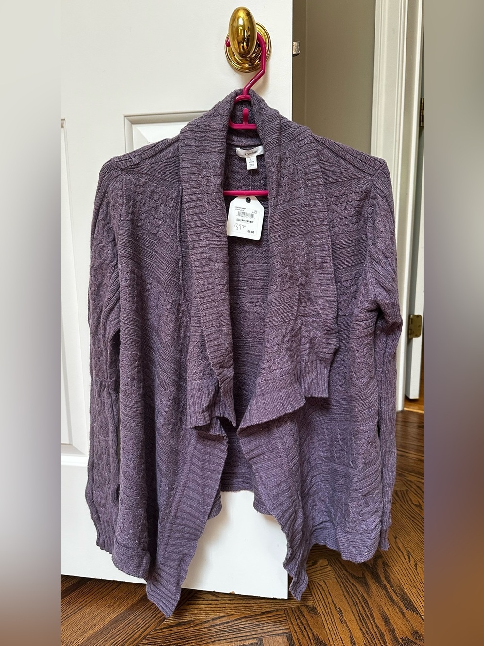 Caslon Purple Open-Front Knit Cardigan Sweater